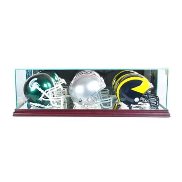 Perfect Cases Perfect Cases TRPMH-C Triple Mini Football Helmet Display Case; Cherry TRPMH-C - main